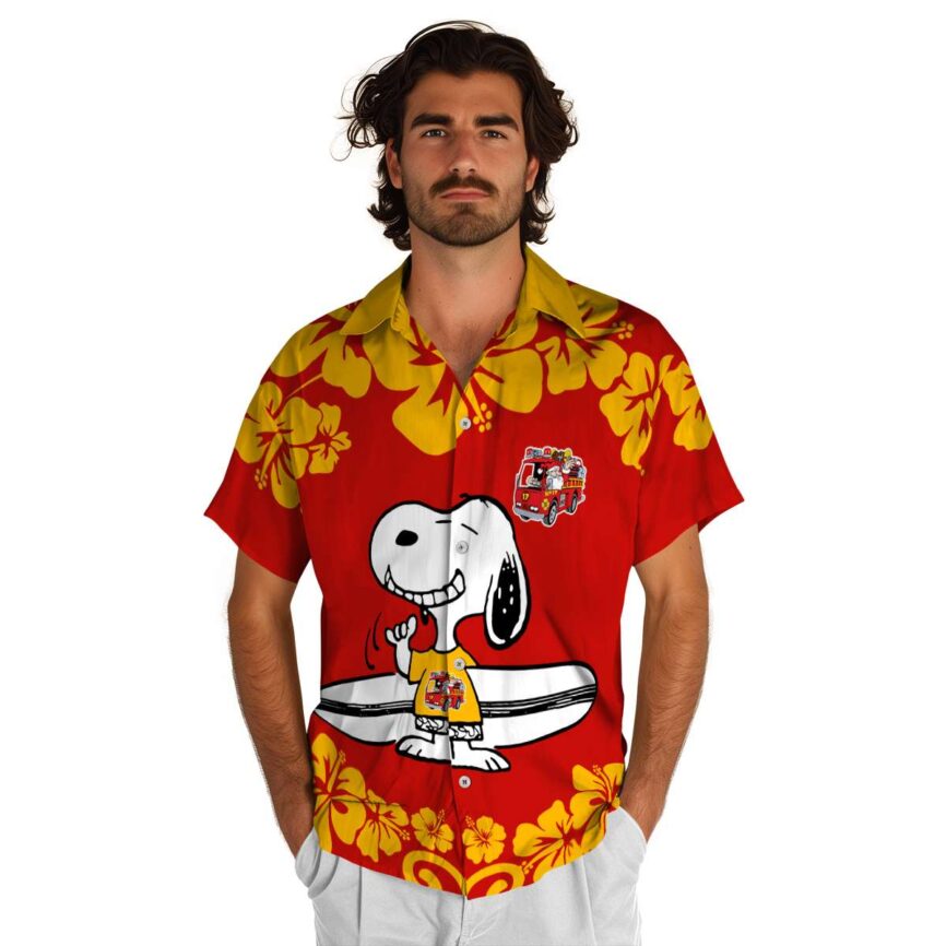 Customized Fire Truck Surfing Snoopy Hawaiian Shirt New Arrival