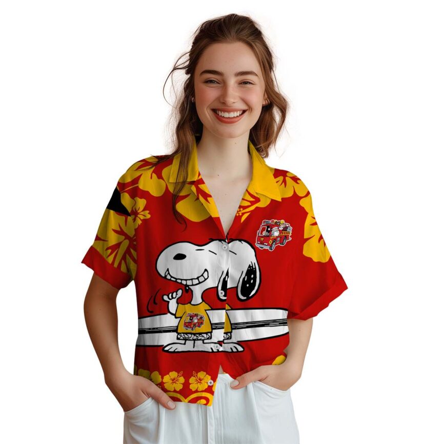Customized Fire Truck Surfing Snoopy Hawaiian Shirt Top rated