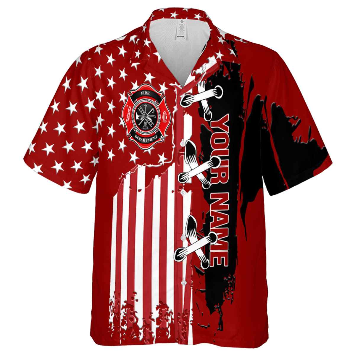 Customized Firefighter Flag Stitches Hawaiian Shirt Fashion forward Customized Firefighter Flag Stitches Hawaiian Shirt Fashion forward