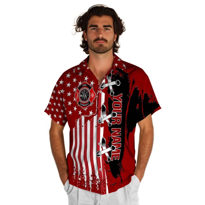 Customized Firefighter Flag Stitches Hawaiian Shirt New Arrival