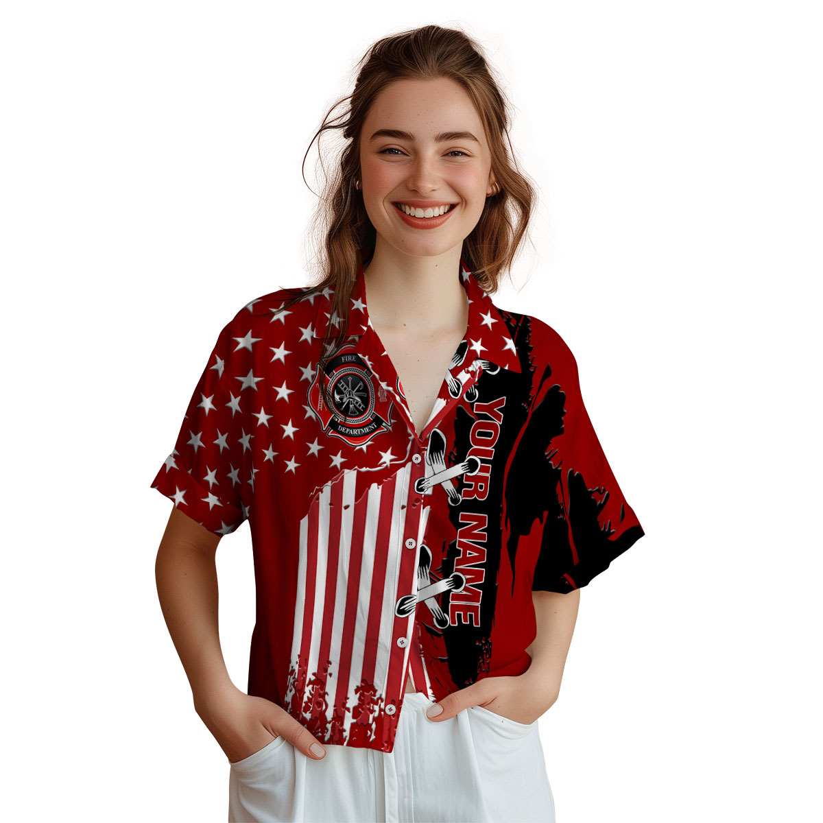 Customized Firefighter Flag Stitches Hawaiian Shirt Top rated Customized Firefighter Flag Stitches Hawaiian Shirt Top rated