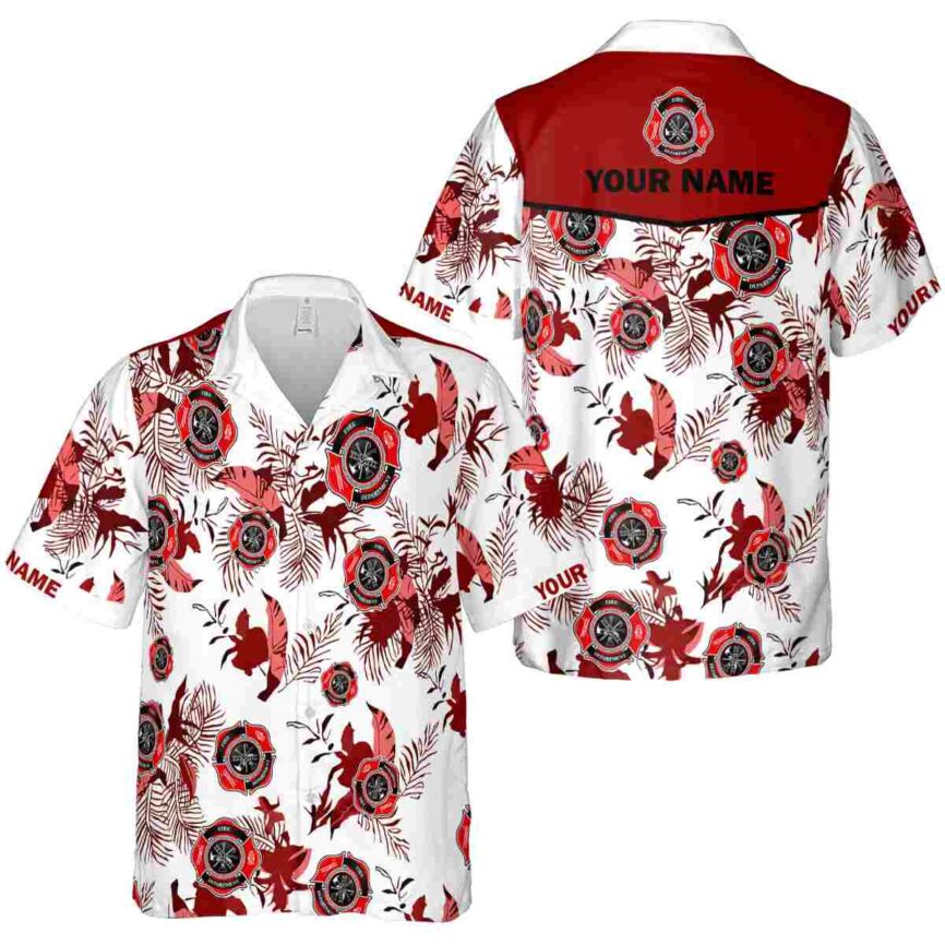 Customized Firefighter Leafy Accents Hawaiian Shirt Premium grade