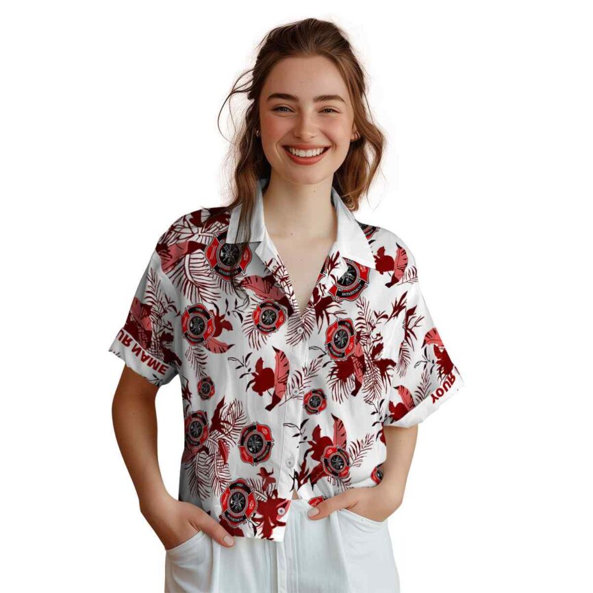 Customized Firefighter Leafy Accents Hawaiian Shirt Top rated