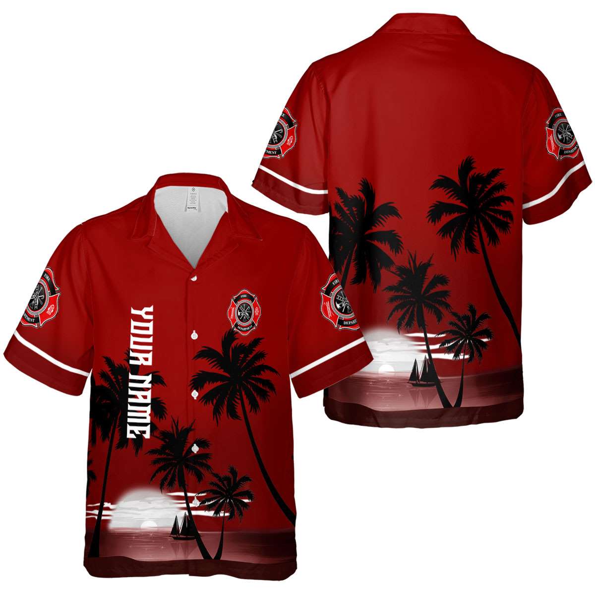 Customized Firefighter Ocean Sunset Hawaiian Shirt Premium grade Customized Firefighter Ocean Sunset Hawaiian Shirt Premium grade