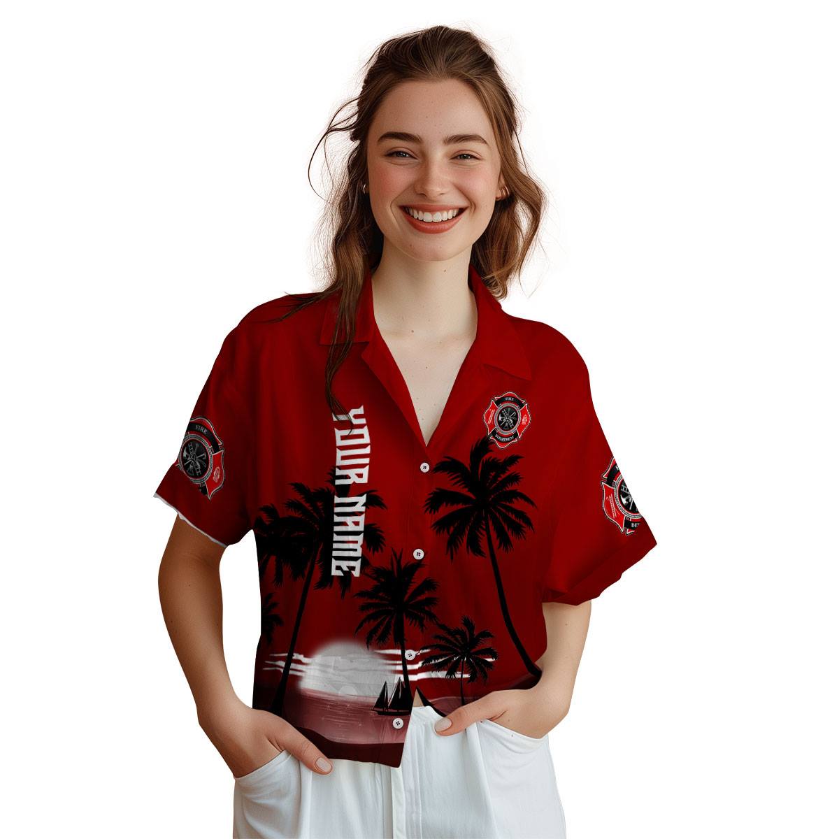 Customized Firefighter Ocean Sunset Hawaiian Shirt Top rated Customized Firefighter Ocean Sunset Hawaiian Shirt Top rated