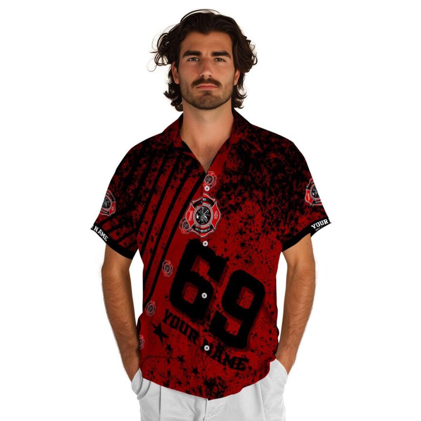 Customized Firefighter Stripe Burst Hawaiian Shirt New Arrival