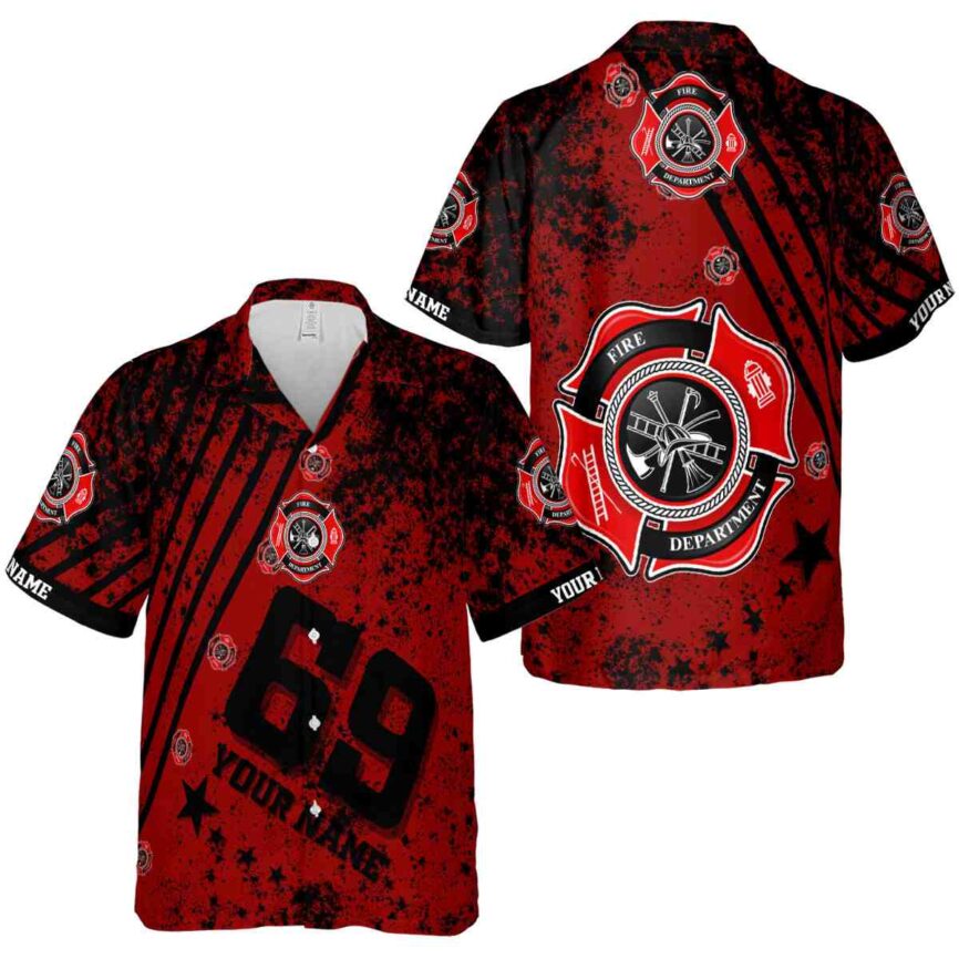 Customized Firefighter Stripe Burst Hawaiian Shirt Premium grade
