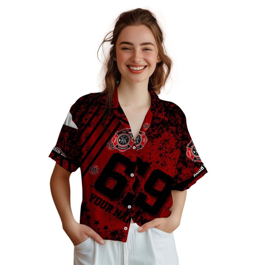 Customized Firefighter Stripe Burst Hawaiian Shirt Top rated