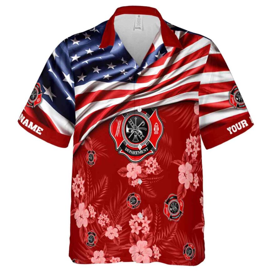 Customized Firefighter US Flag Themed Hawaiian Shirt Fashion forward