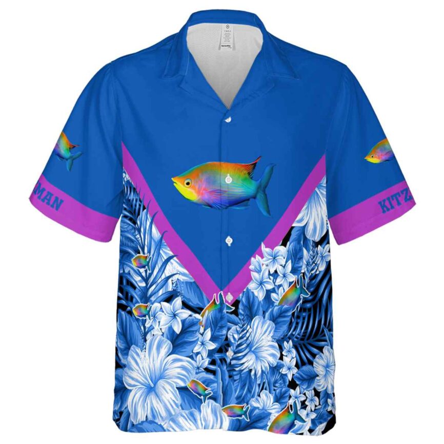 Customized Fish Bold Floral Number Hawaiian Shirt Fashion forward