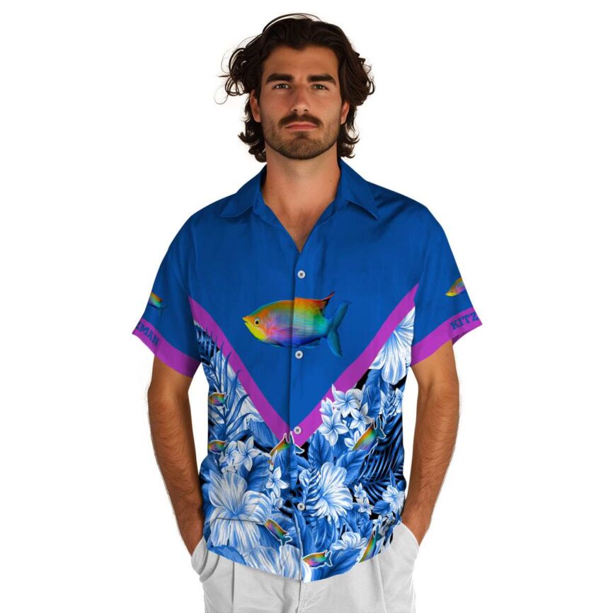 Customized Fish Bold Floral Number Hawaiian Shirt New Arrival