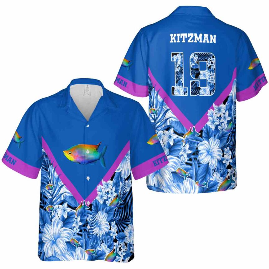 Customized Fish Bold Floral Number Hawaiian Shirt Premium grade