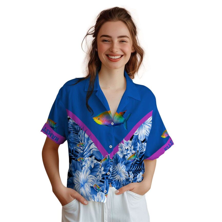 Customized Fish Bold Floral Number Hawaiian Shirt Top rated