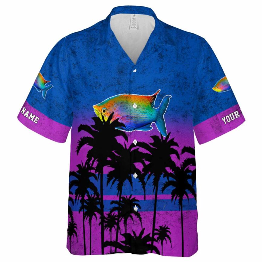 Customized Fish Sunset Gradient Hawaiian Shirt Fashion forward