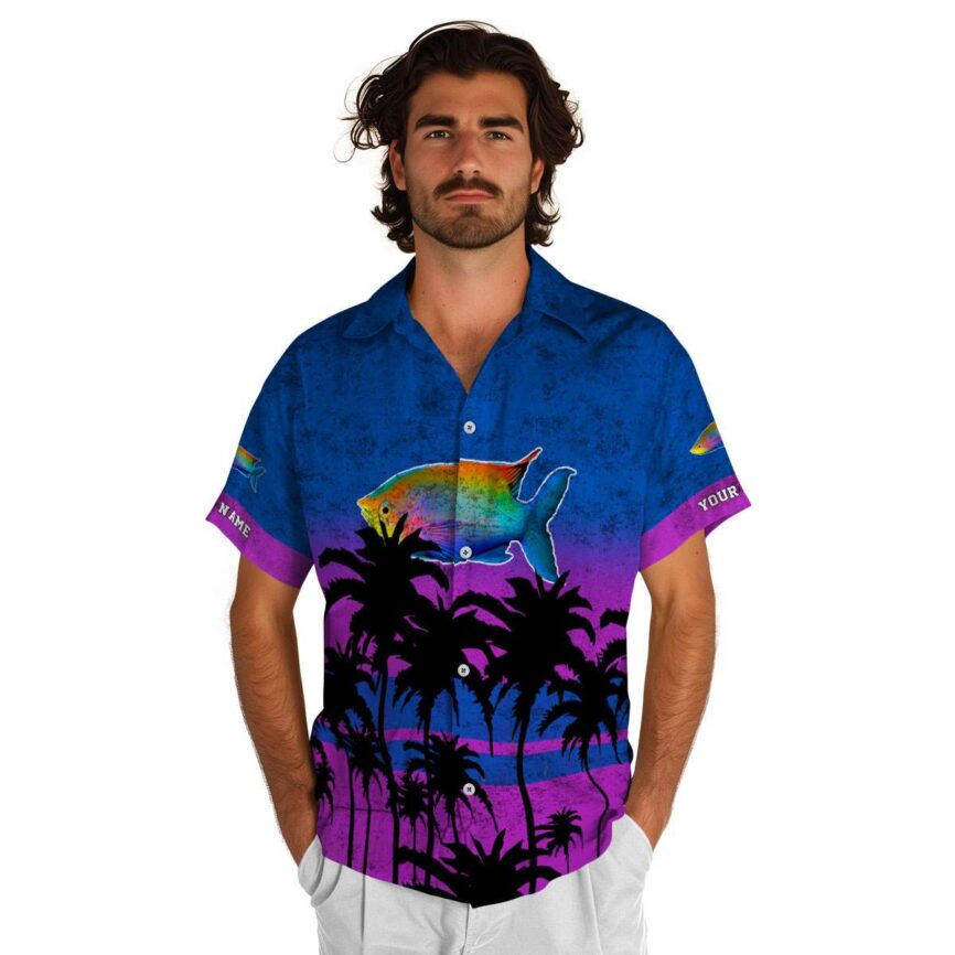 Customized Fish Sunset Gradient Hawaiian Shirt New Arrival