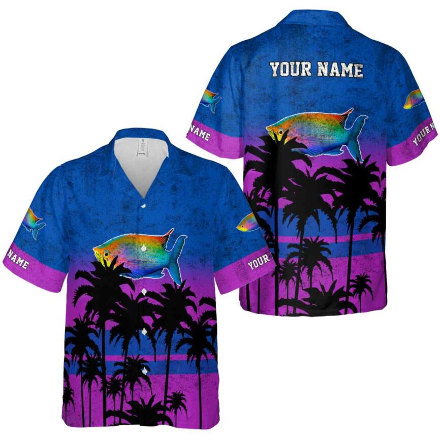 Customized Fish Sunset Gradient Hawaiian Shirt Premium grade