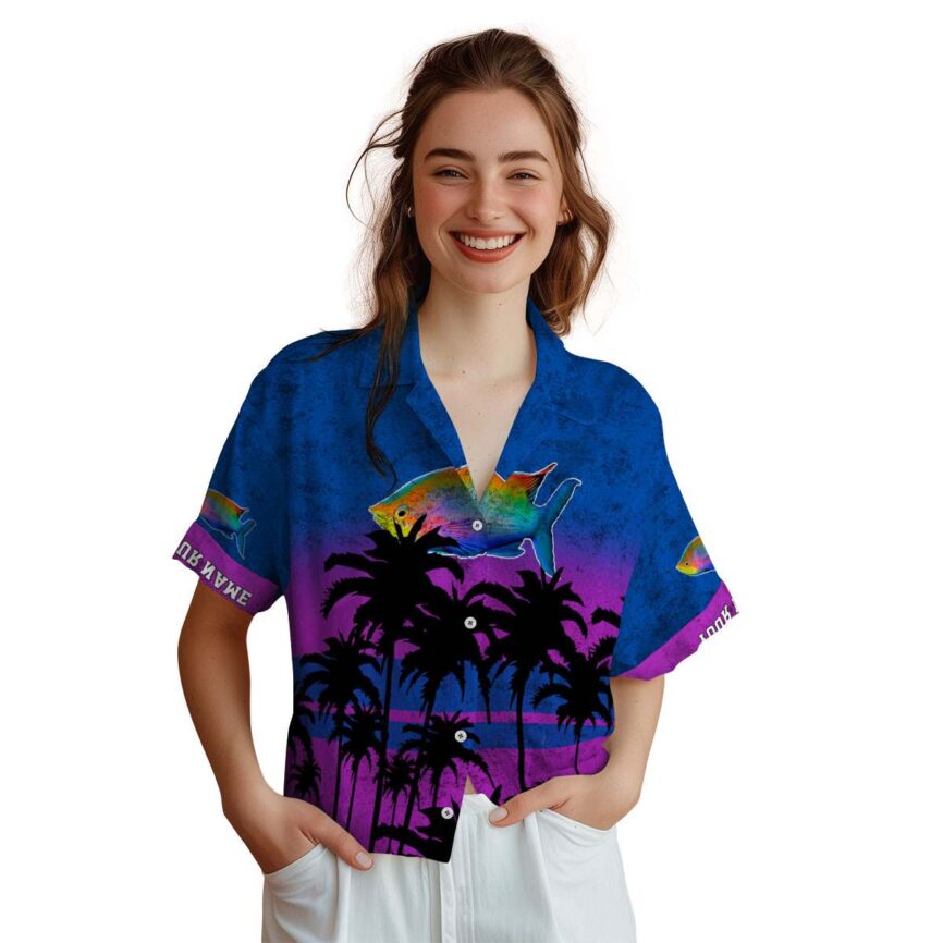Customized Fish Sunset Gradient Hawaiian Shirt Top rated