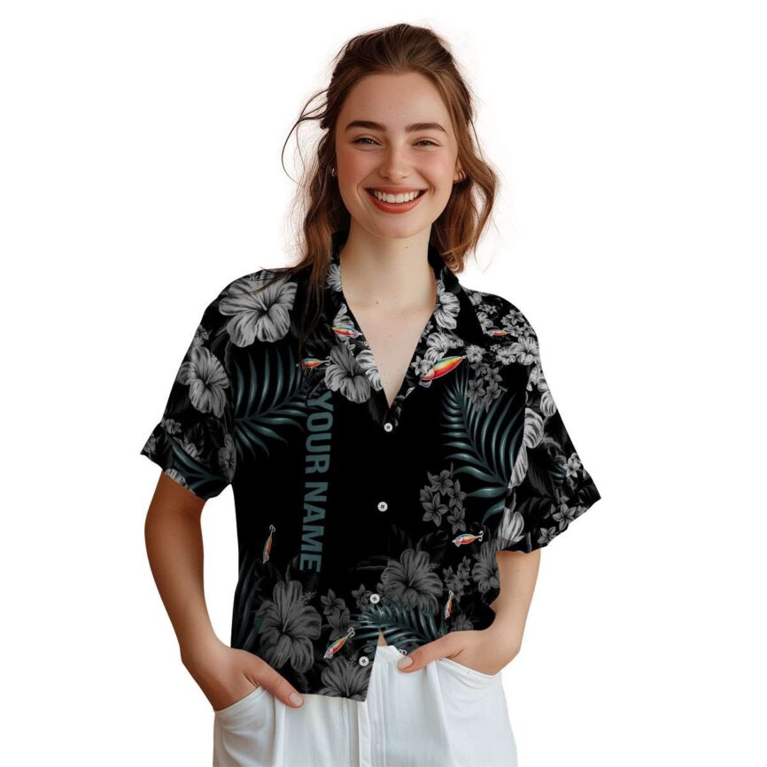 Customized Fishing Hibiscus Pattern Hawaiian Shirt Top rated