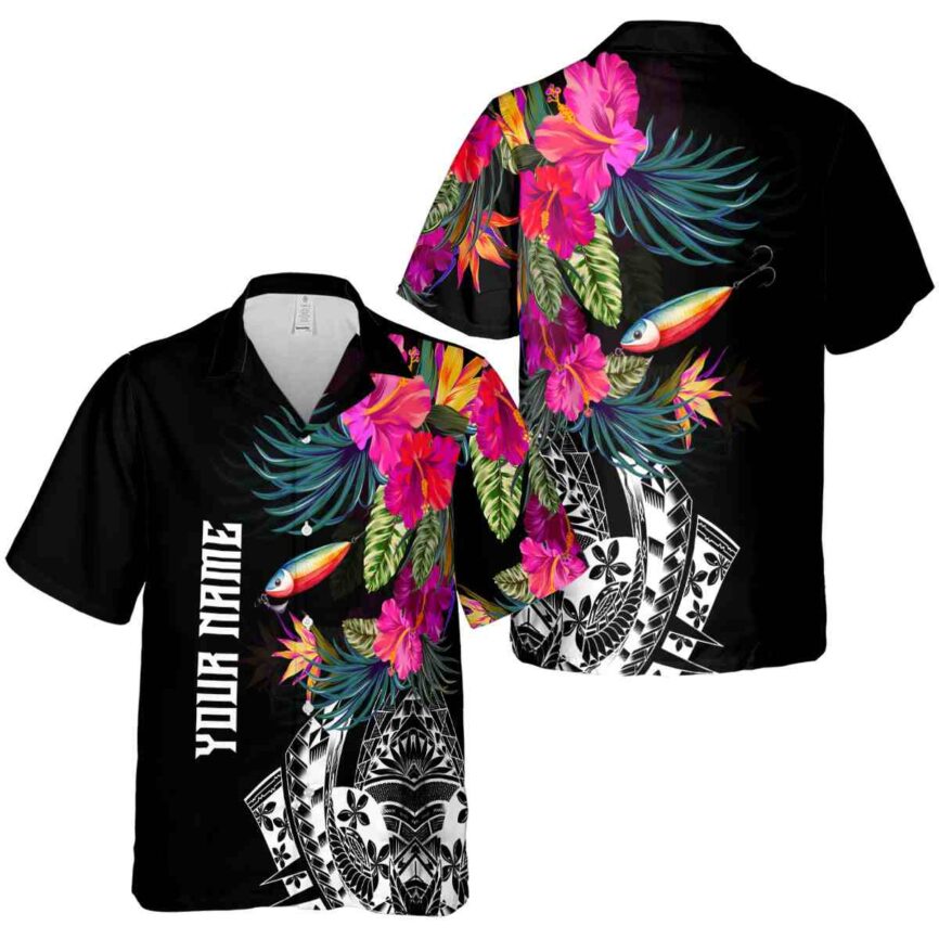 Customized Fishing Polynesian Flowers Hawaiian Shirt Premium grade