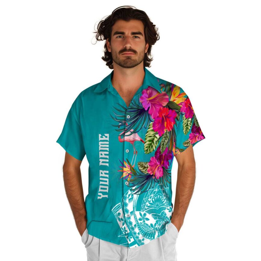 Customized Flamingo Polynesian Flowers Hawaiian Shirt New Arrival