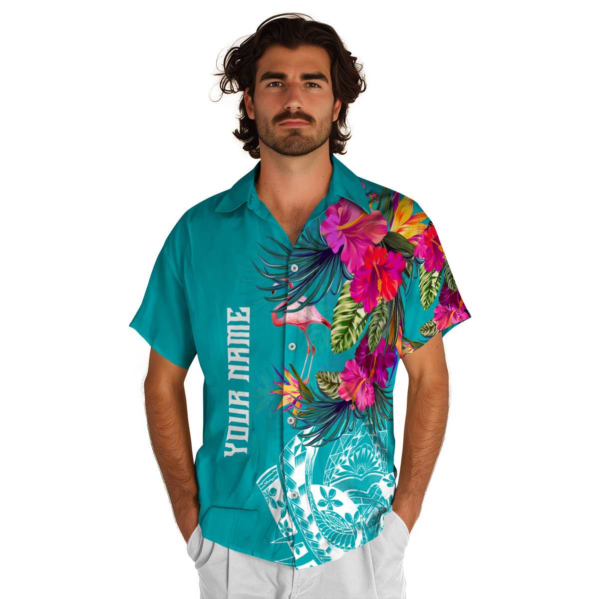 Customized Flamingo Polynesian Flowers Hawaiian Shirt New Arrival Customized Flamingo Polynesian Flowers Hawaiian Shirt New Arrival