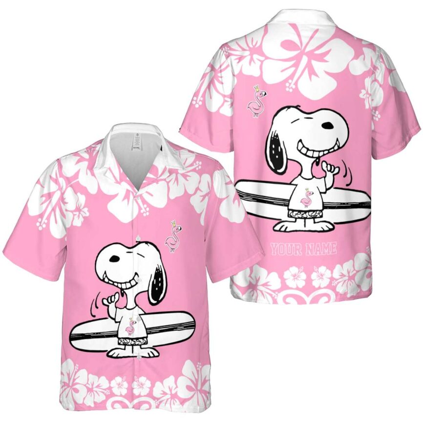 Customized Flamingo Surfing Snoopy Hawaiian Shirt Premium grade