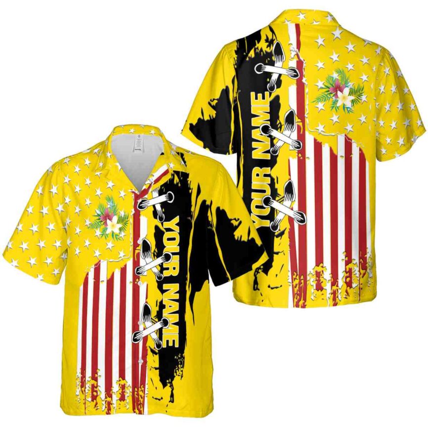 Customized Floral Flag Stitches Hawaiian Shirt Premium grade