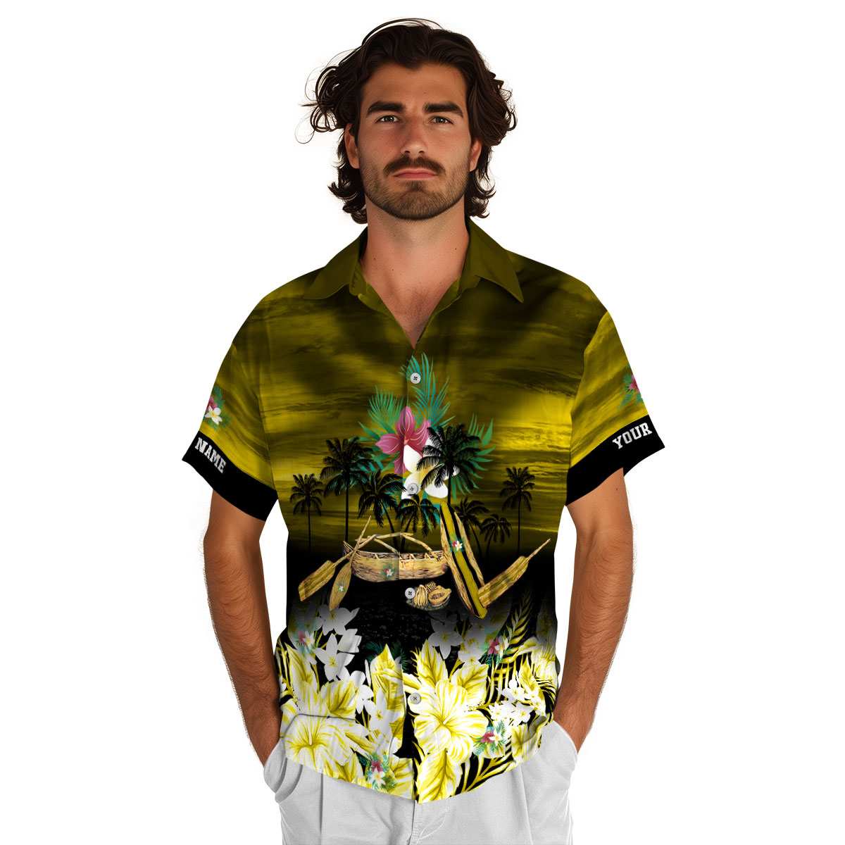 Customized Floral Sunset Beach Canoe Hawaiian Shirt New Arrival Customized Floral Sunset Beach Canoe Hawaiian Shirt New Arrival