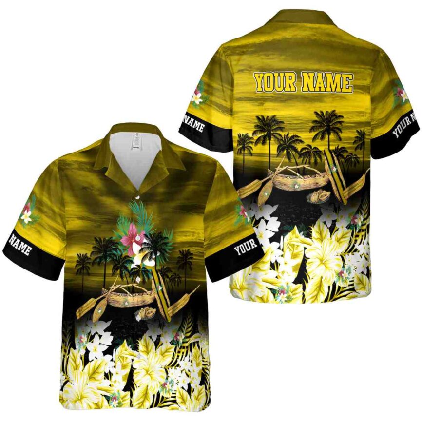 Customized Floral Sunset Beach Canoe Hawaiian Shirt Premium grade