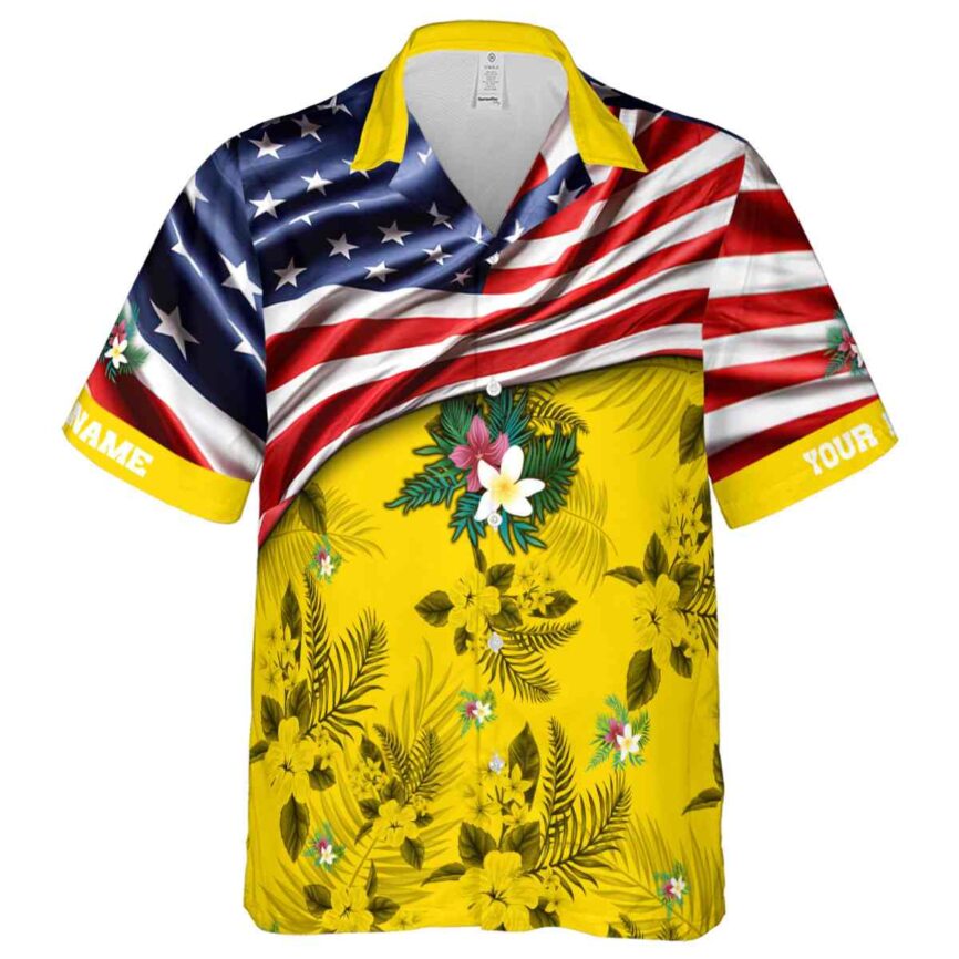 Customized Floral US Flag Themed Hawaiian Shirt Fashion forward