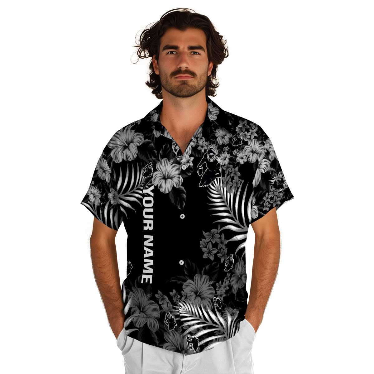 Customized Football Hibiscus Pattern Hawaiian Shirt New Arrival Customized Football Hibiscus Pattern Hawaiian Shirt New Arrival