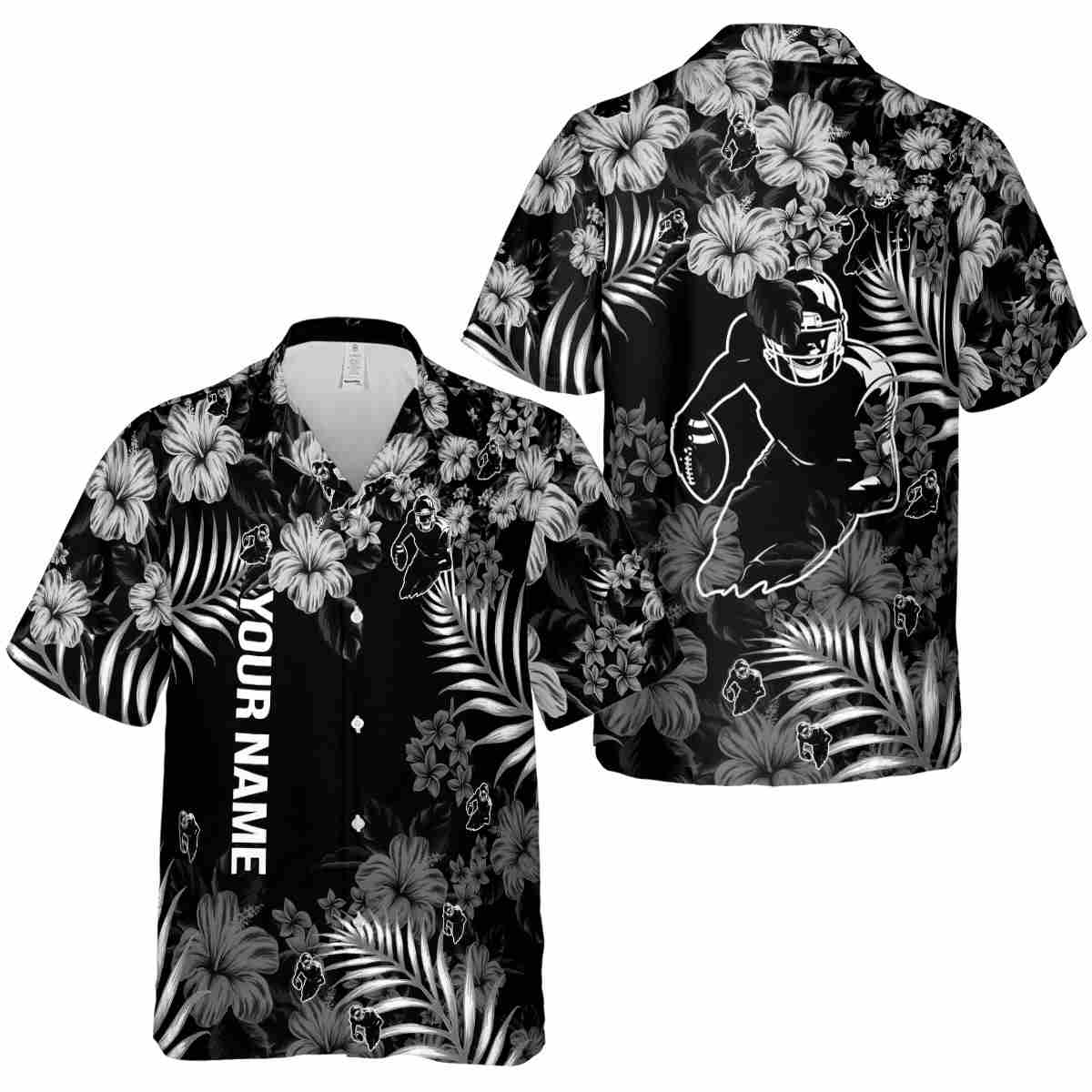 Customized Football Hibiscus Pattern Hawaiian Shirt Premium grade Customized Football Hibiscus Pattern Hawaiian Shirt Premium grade