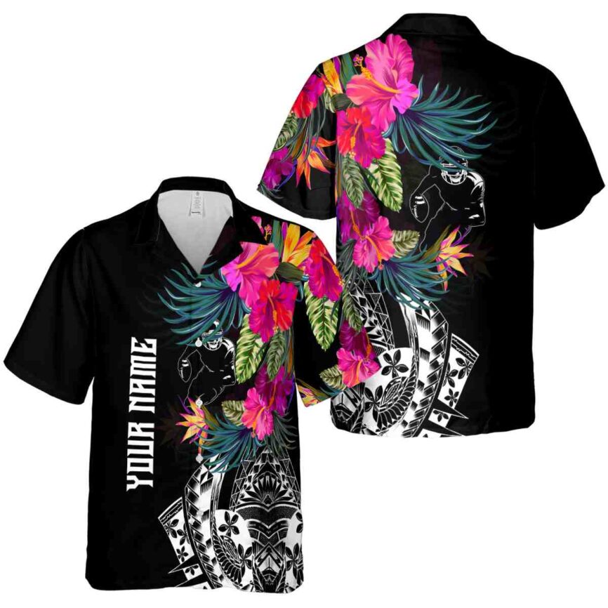Customized Football Polynesian Flowers Hawaiian Shirt Premium grade
