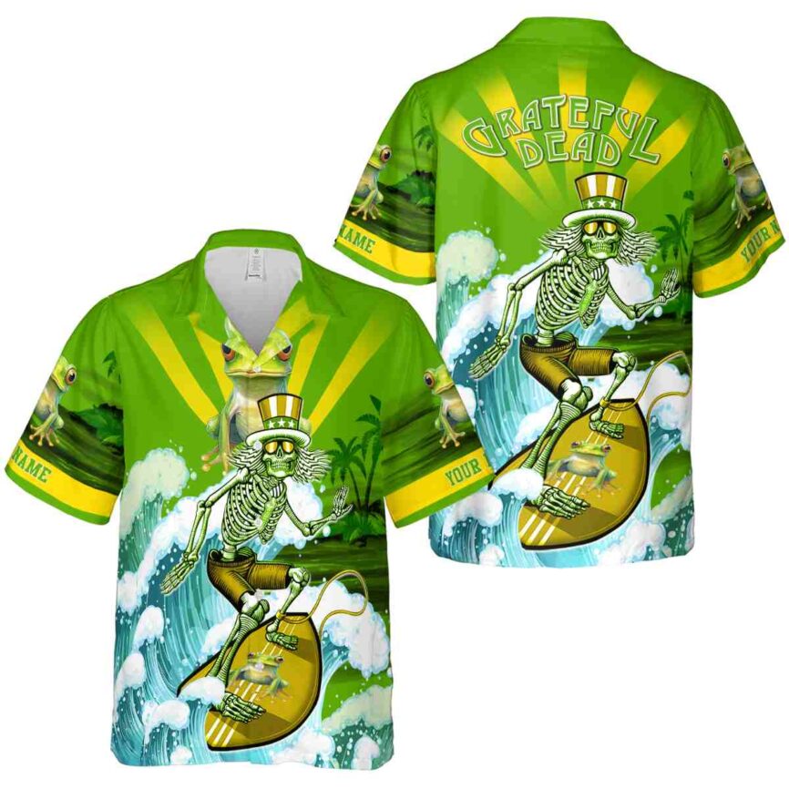 Customized Frog Grateful Dead Motif Hawaiian Shirt Premium grade