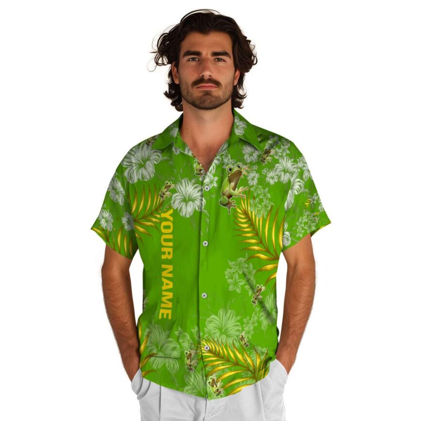 Customized Frog Hibiscus Pattern Hawaiian Shirt New Arrival