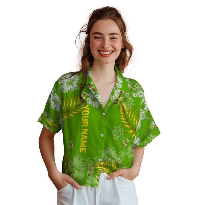 Customized Frog Hibiscus Pattern Hawaiian Shirt Top rated