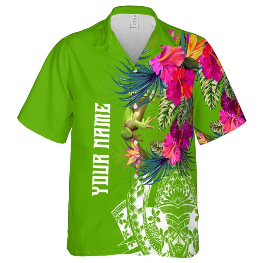 Customized Frog Polynesian Flowers Hawaiian Shirt Fashion forward