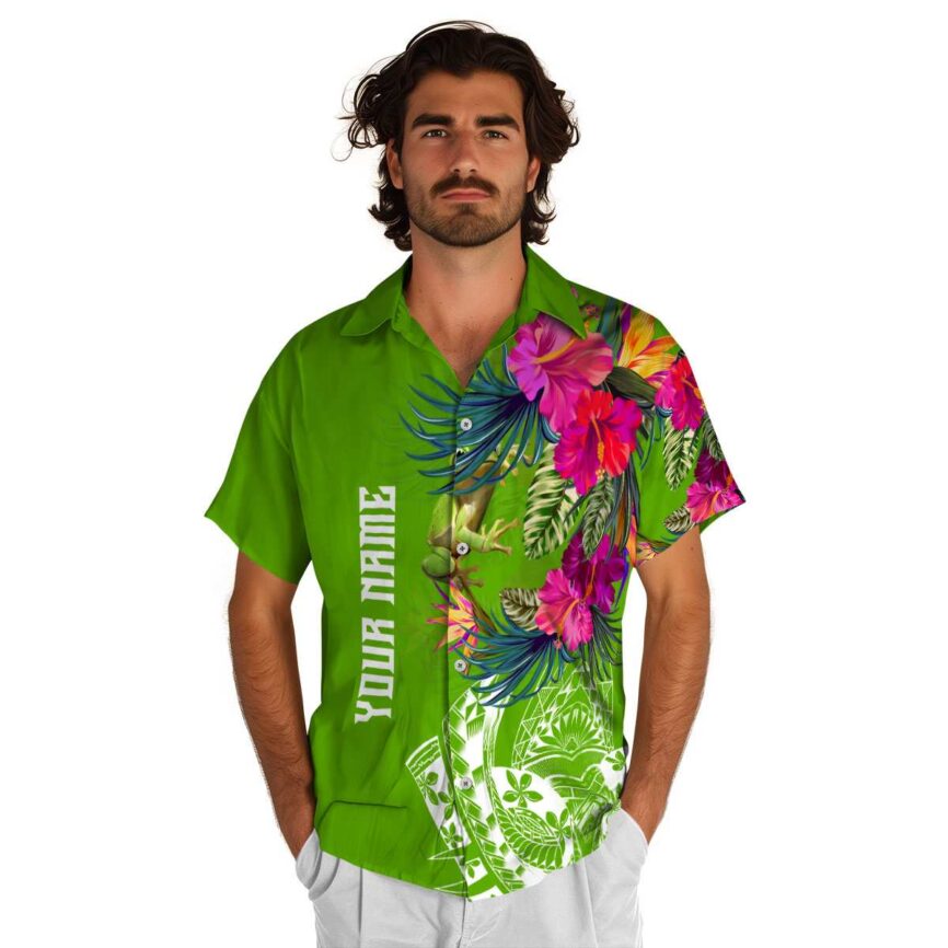 Customized Frog Polynesian Flowers Hawaiian Shirt New Arrival
