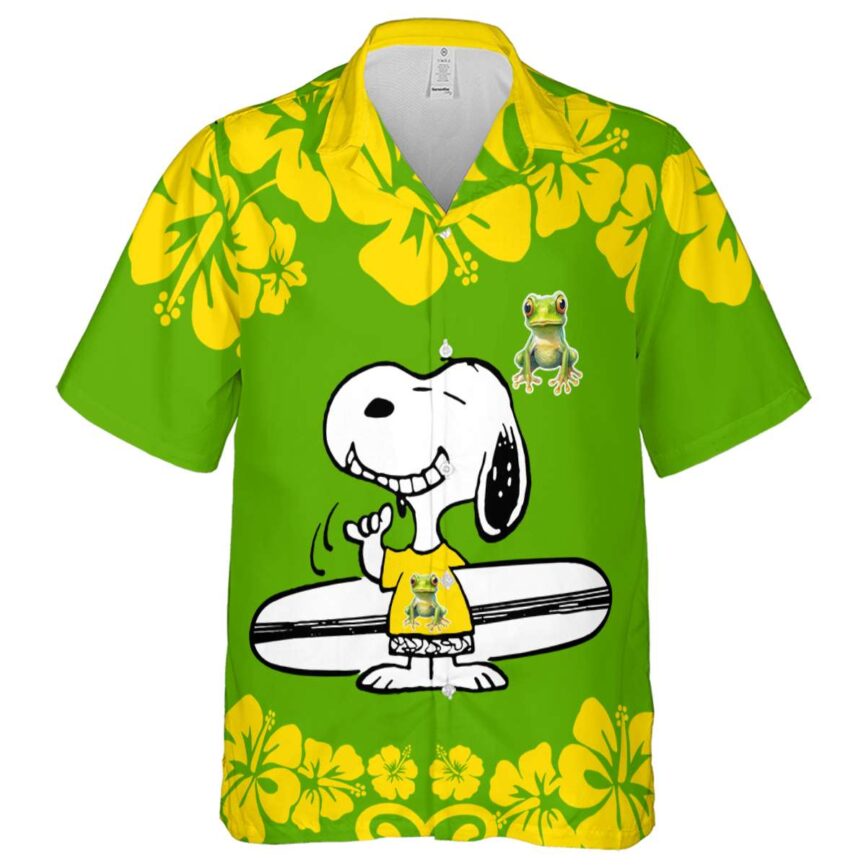 Customized Frog Surfing Snoopy Hawaiian Shirt Fashion forward