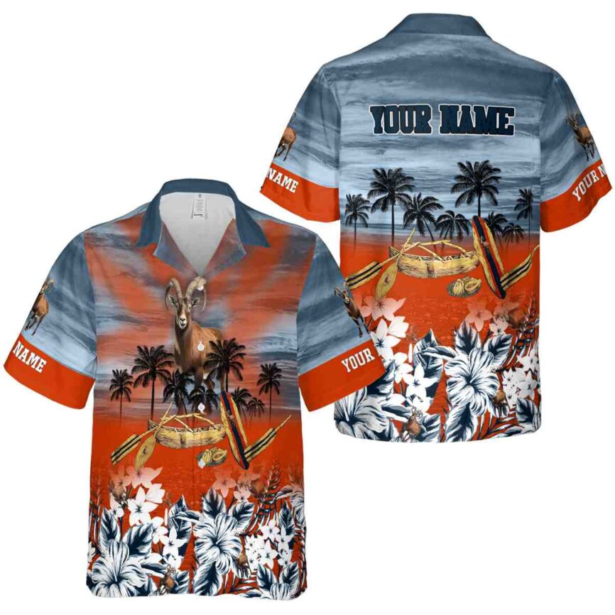Customized Goat Sunset Beach Canoe Hawaiian Shirt Premium grade