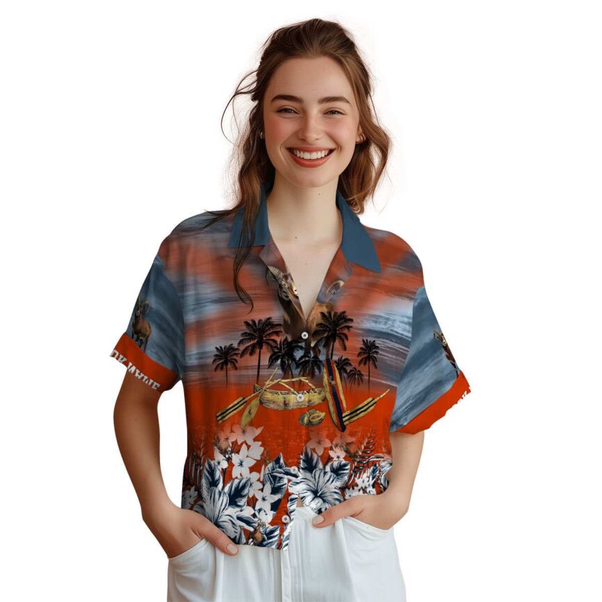 Customized Goat Sunset Beach Canoe Hawaiian Shirt Top rated
