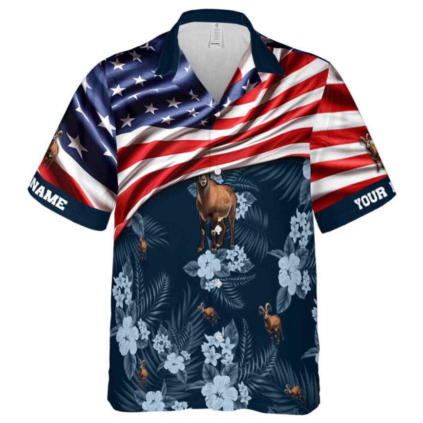 Customized Goat US Flag Themed Hawaiian Shirt Fashion forward