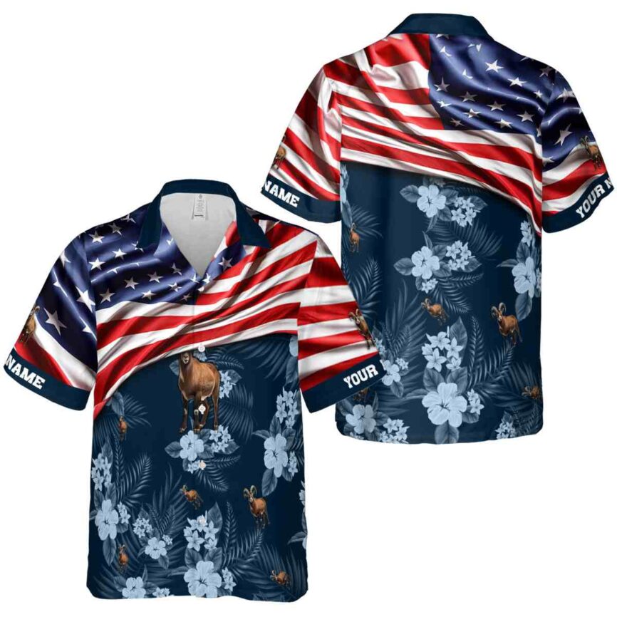 Customized Goat US Flag Themed Hawaiian Shirt Premium grade
