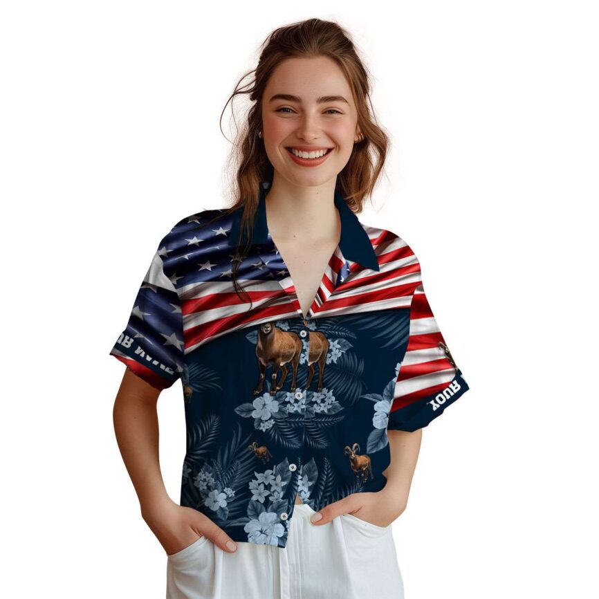 Customized Goat US Flag Themed Hawaiian Shirt Top rated