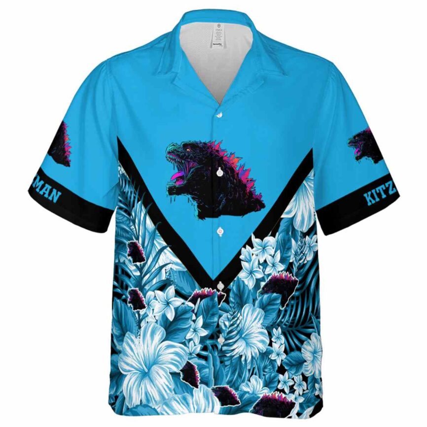 Customized Godzilla Bold Floral Number Hawaiian Shirt Fashion forward