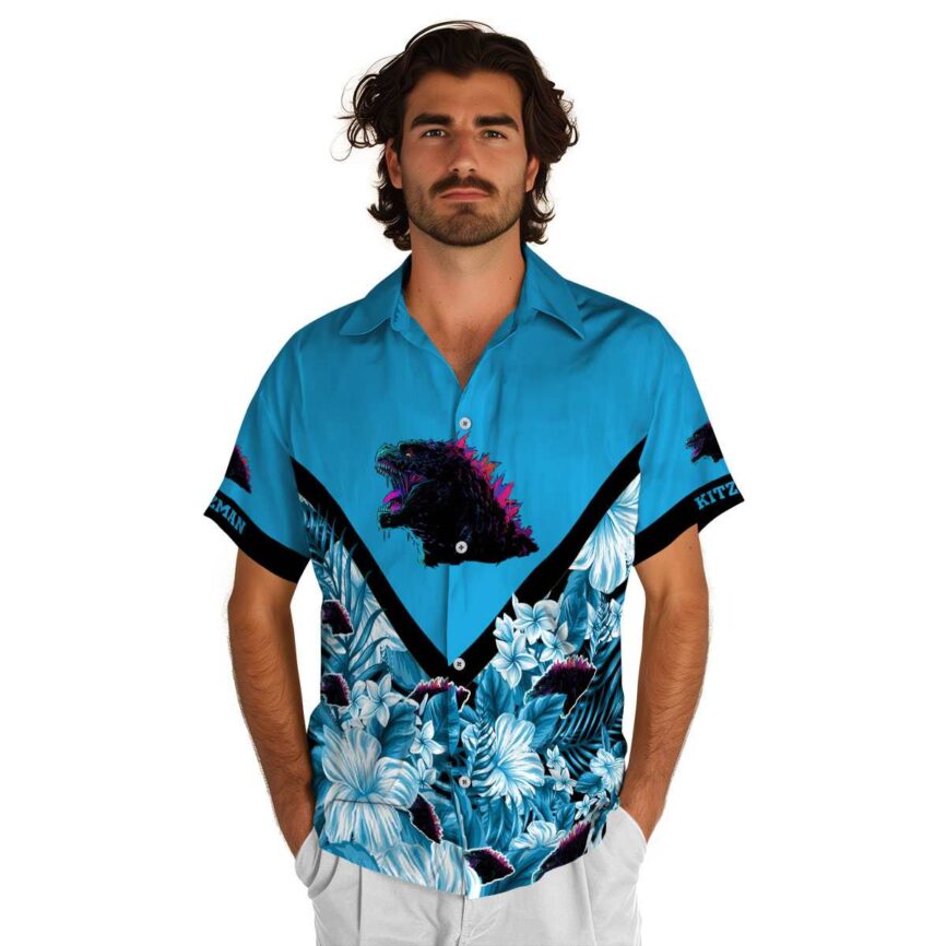 Customized Godzilla Bold Floral Number Hawaiian Shirt New Arrival