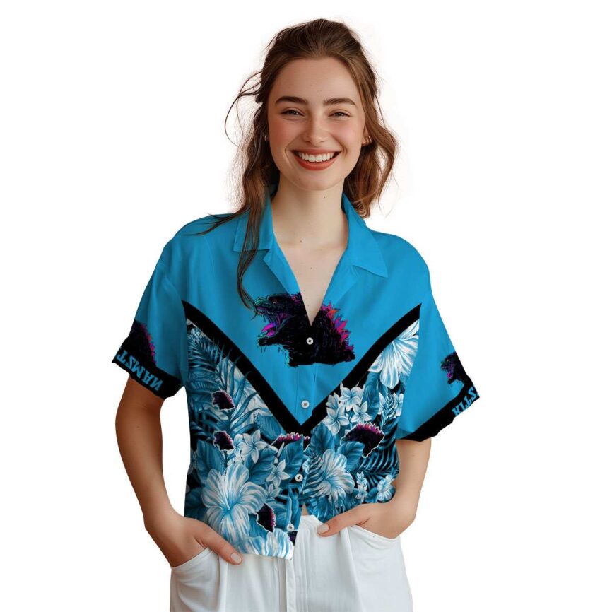 Customized Godzilla Bold Floral Number Hawaiian Shirt Top rated