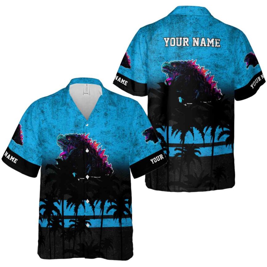 Customized Godzilla Sunset Gradient Hawaiian Shirt Premium grade