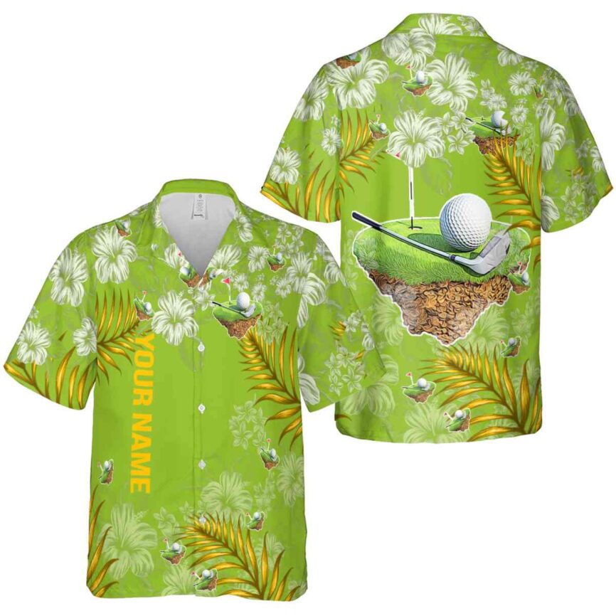 Customized Golf Hibiscus Pattern Hawaiian Shirt Premium grade