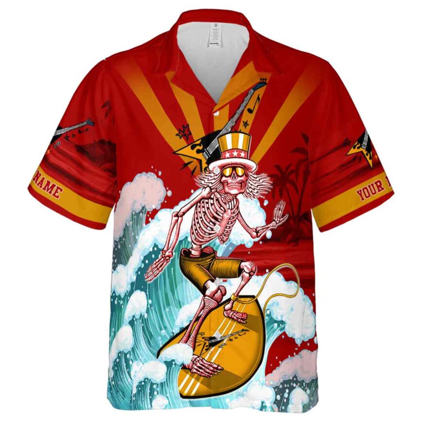 Customized Guitar Grateful Dead Motif Hawaiian Shirt Fashion forward
